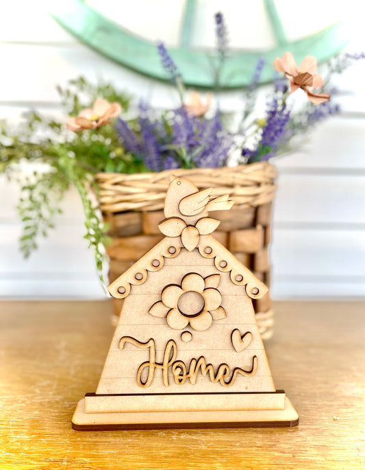 (Item#031) “Home” Birdhouse Stand Alone - DIY Craft Kit