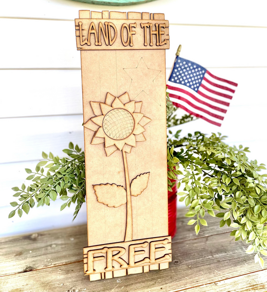 Sunflower “Land of the Free” Sign (DIY Craft Kit)