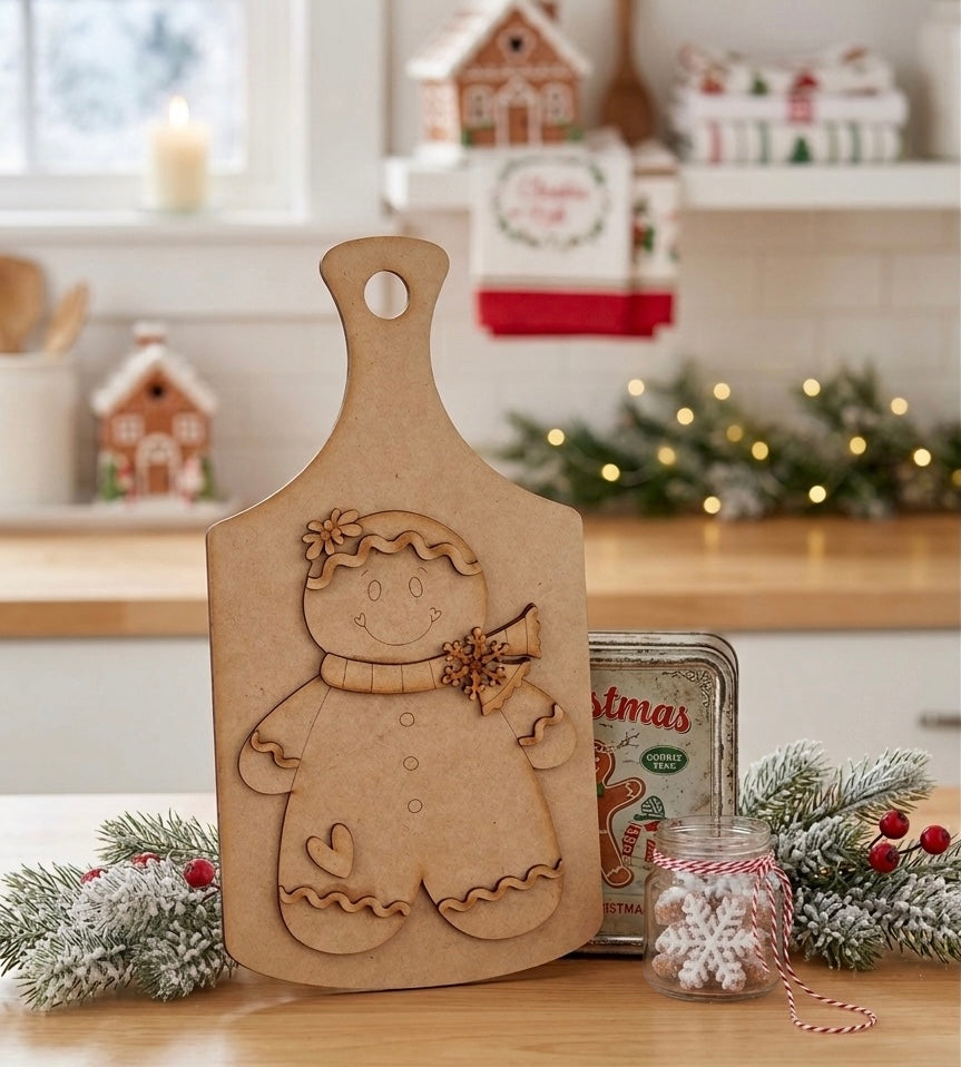 Large Gingerbread Man on Cutting Board - DIY Craft Kit