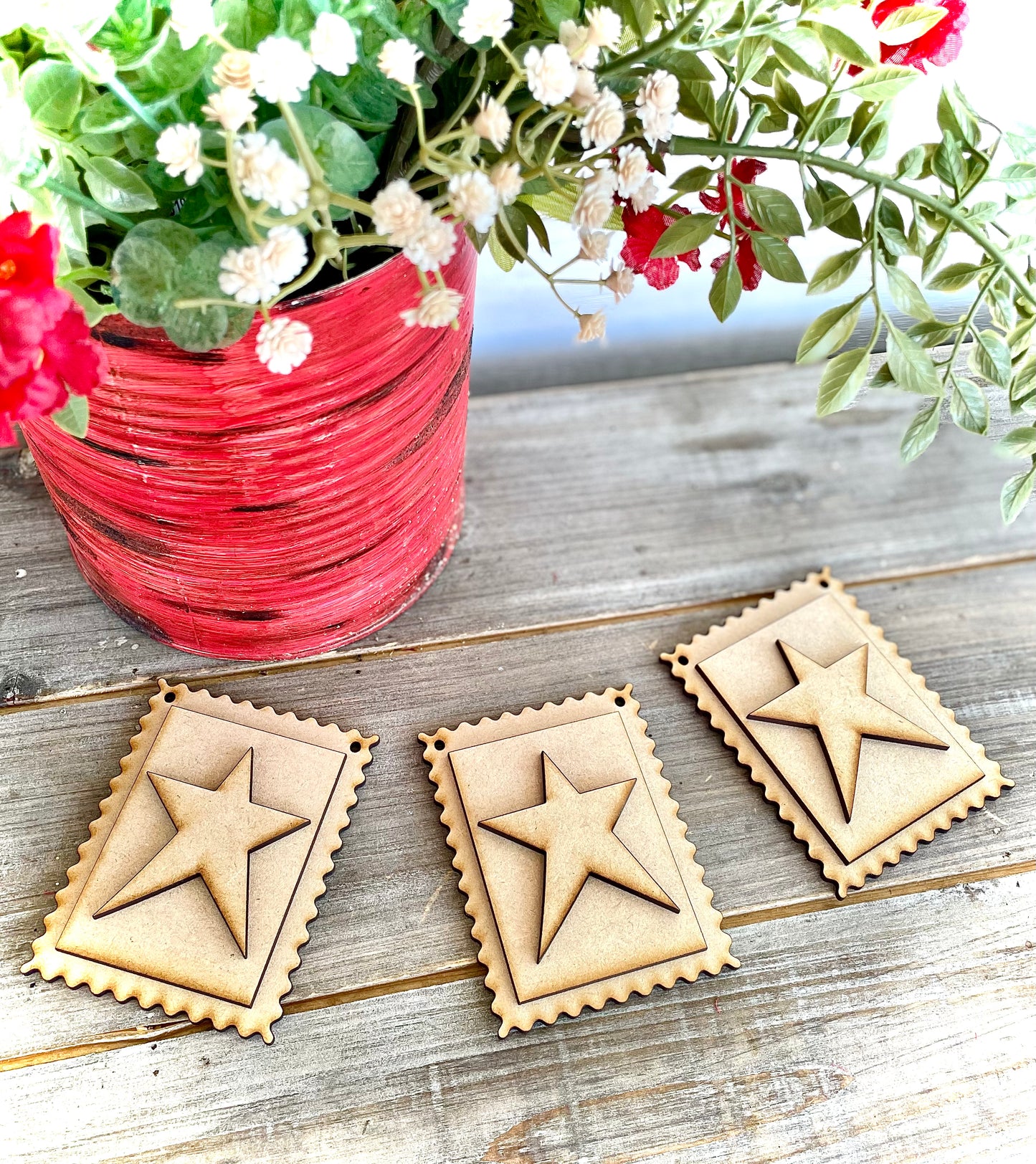 (CK) DIY Patriotic Star-Stamp Ornaments, Set of 3