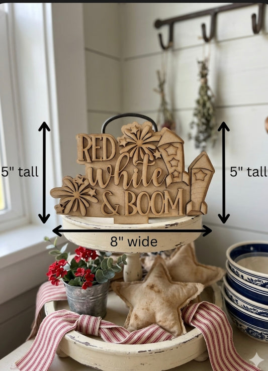 (Item#063) Red, White, & Boom Patriotic Insert for Basket (INSERT ONLY) - DIY Craft Kit