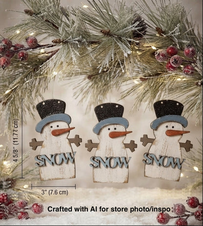 (Item#101) DIY “SNOW” Snowman Ornaments, Set of 3