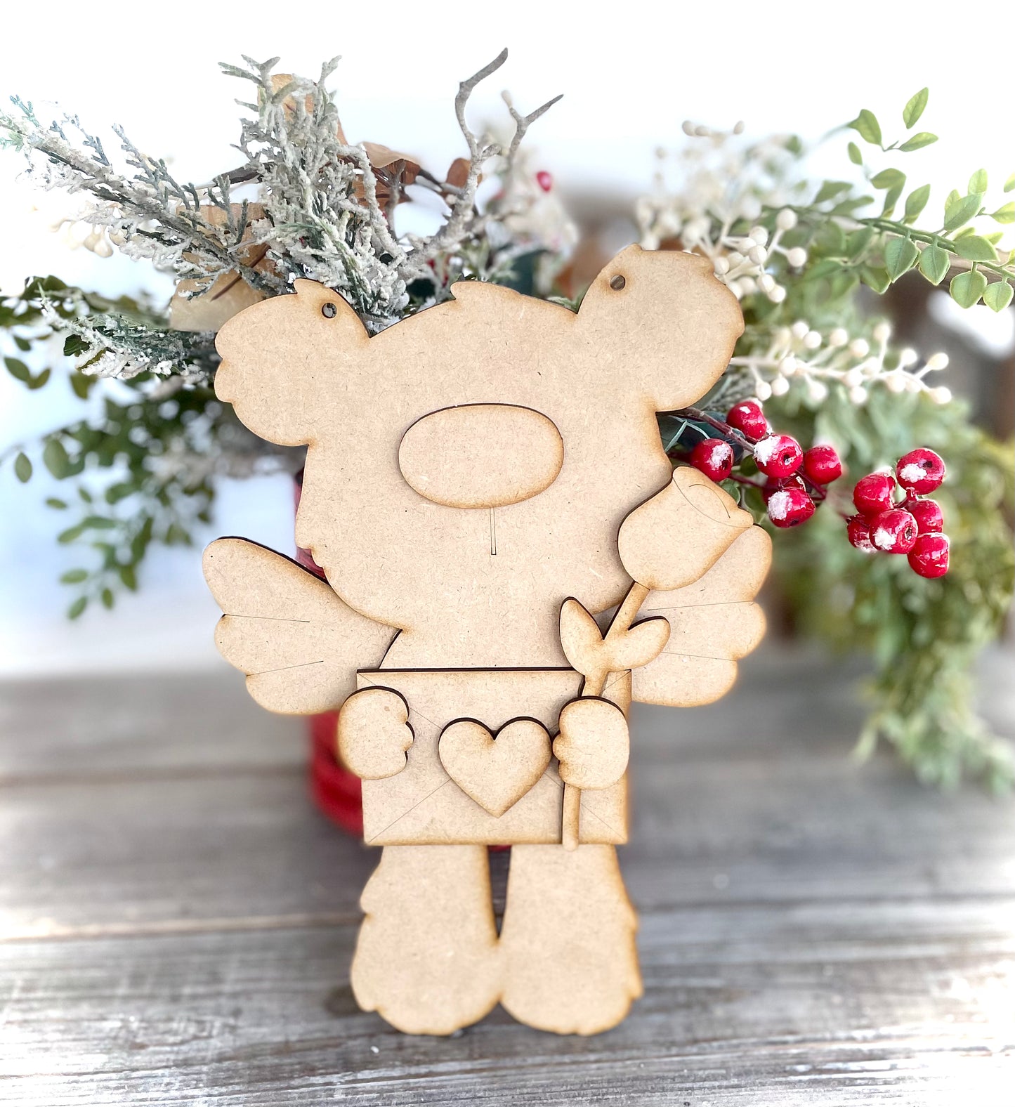 (Item#004) Angel Bear Hanger with Rose - DIY Craft Kit