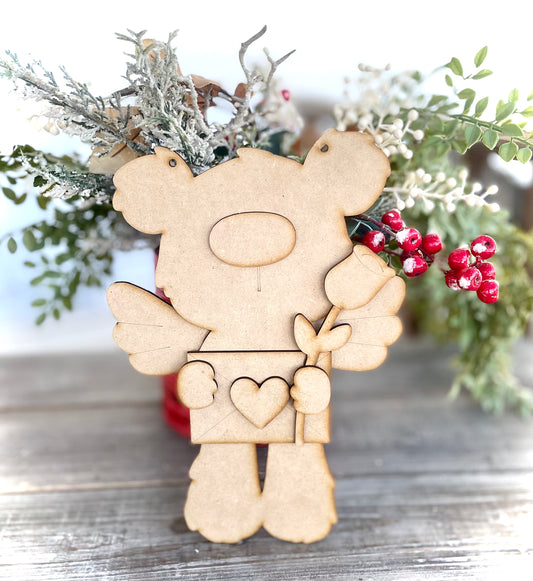 (Item#004) Angel Bear Hanger with Rose - DIY Craft Kit
