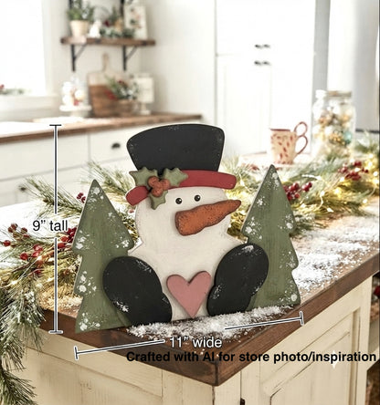 (Item#095) Holly Snowman and Trees Leaner - DIY Craft Kit