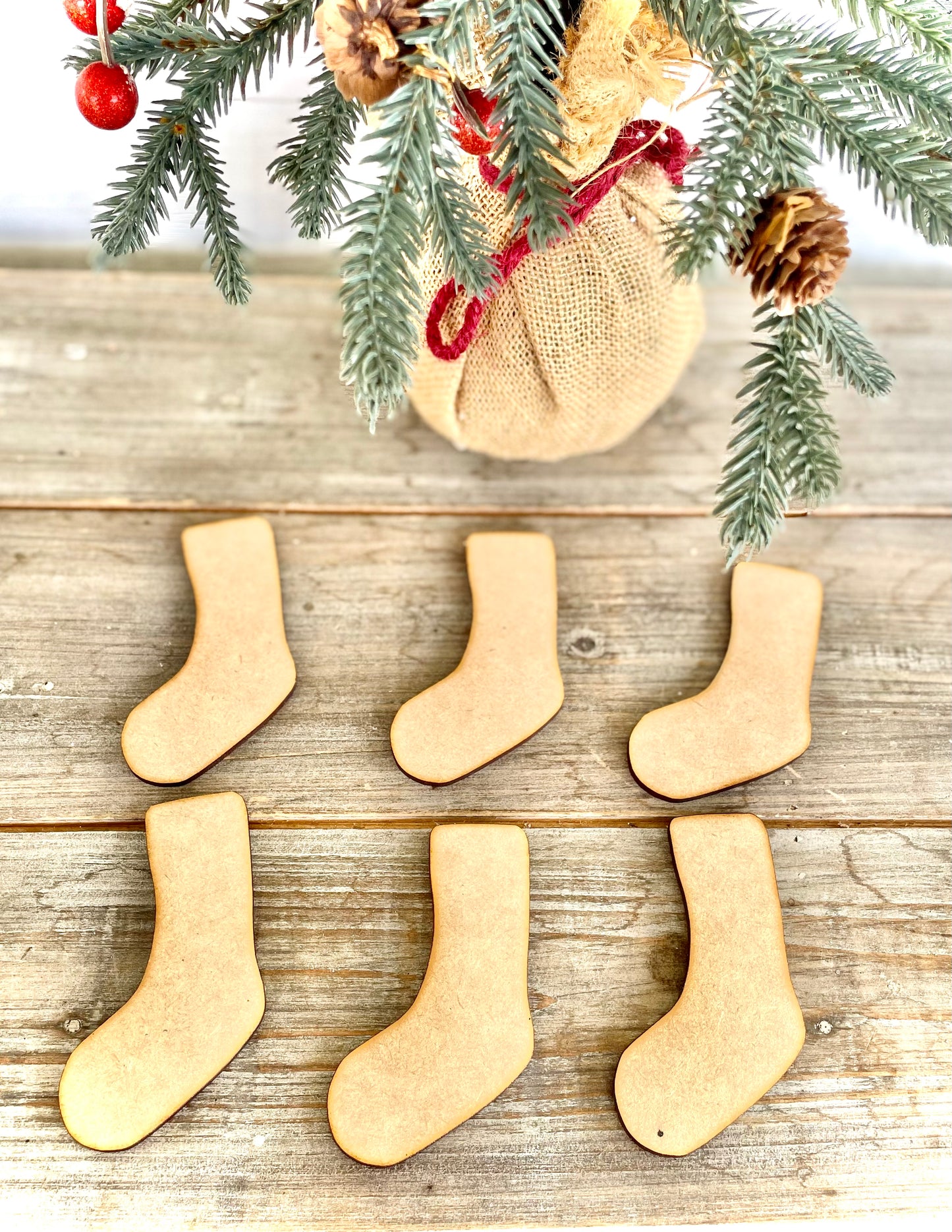 DIY Christmas Stocking Cutouts for Crafting (Set of 6)