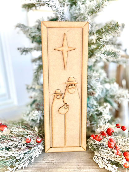 Merry Monday Mary, Joseph, and Baby Jesus in Frame Leaner - DIY Craft Kit