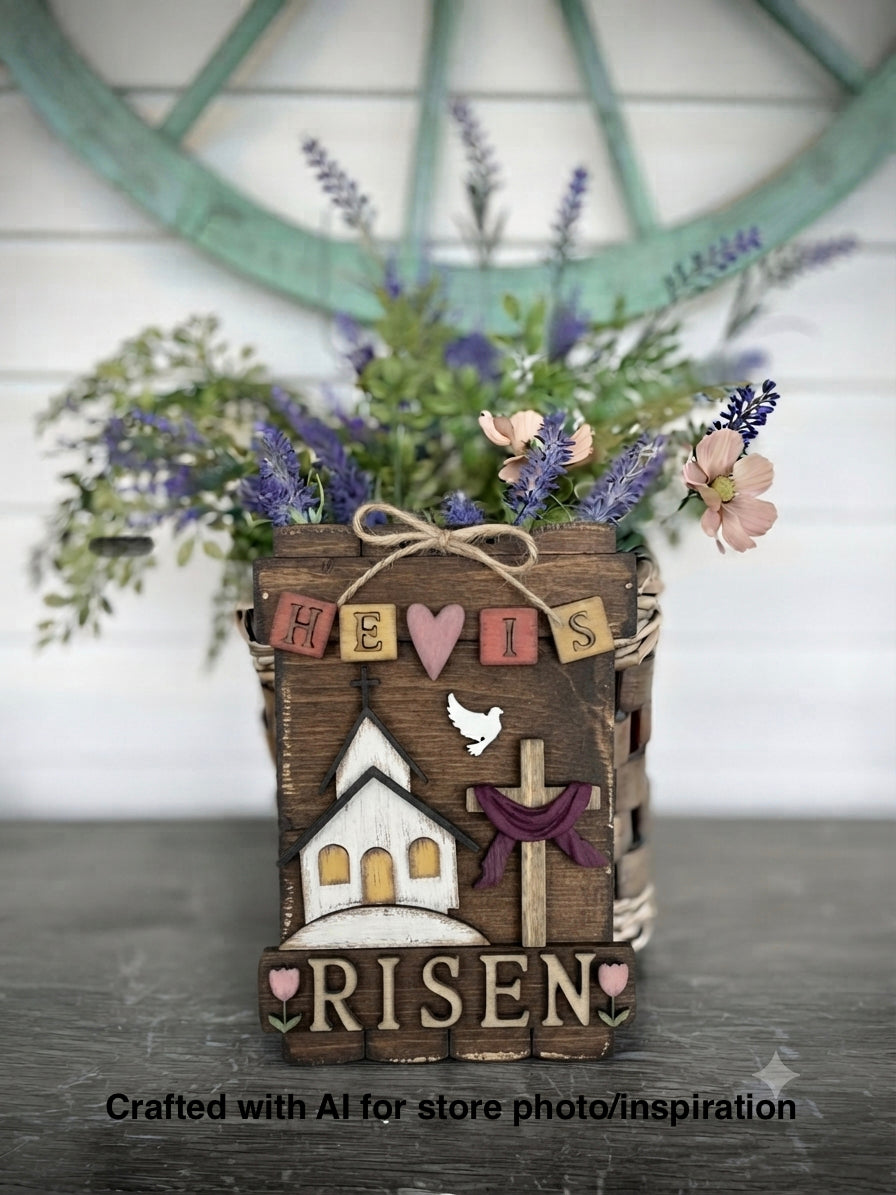 (Item#018) FER - He Is Risen Sign/Hanger - DIY Craft Kit