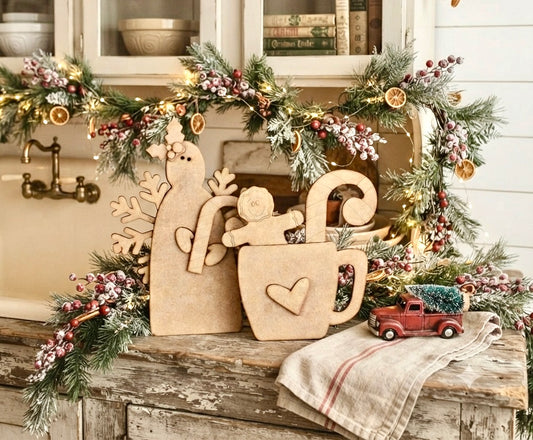 Bundle - Snowman Snowflake Angel + Gingerbread Man and Candy Cane Mug