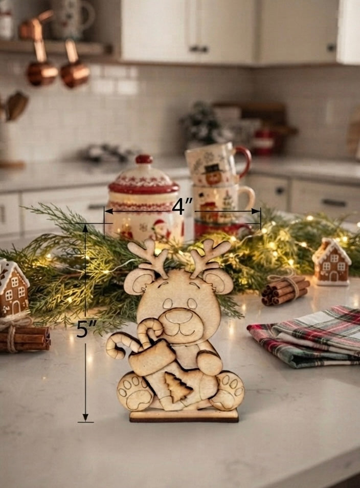 Mini Stand Alone Teddy Bear Reindeer - DIY Craft Kit