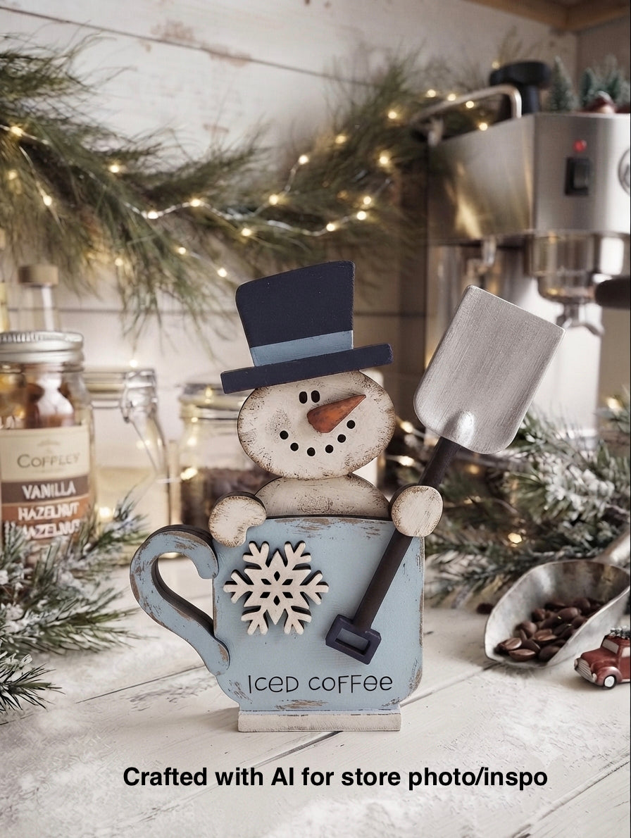 (Item#098) “Iced Coffee” Little Snowman Mug - DIY Craft Kit