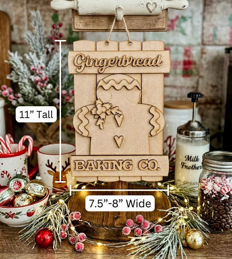 (Item#071) “Gingerbread Baking Co.” Pallet Hanger/Leaner - DIY Craft Kit