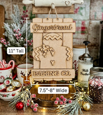(Item#071) “Gingerbread Baking Co.” Pallet Hanger/Leaner - DIY Craft Kit