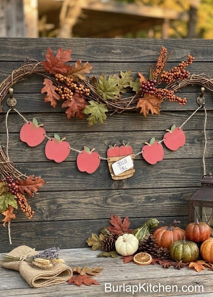 “Hello Fall” Apple Garland - Maple Wood DIY Craft Kit