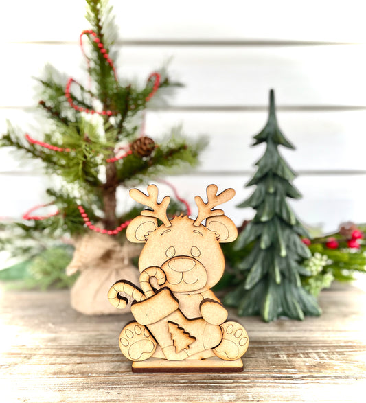 Merry Monday Mini Stand Alone Teddy Bear Reindeer (DIY Craft Kit)
