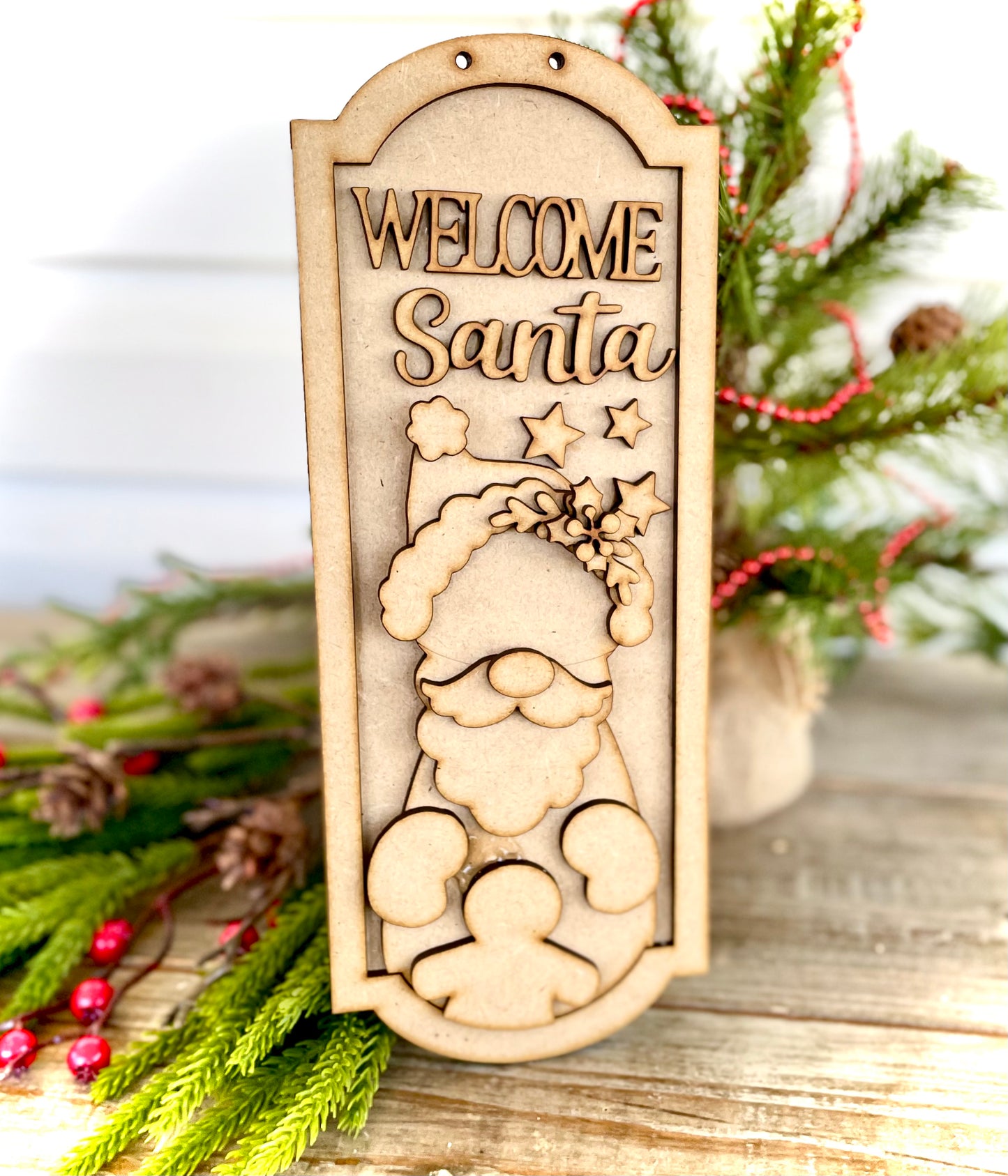 Framed “Welcome Santa” Skinny Hanger/Leaner - (DIY Craft Kit)