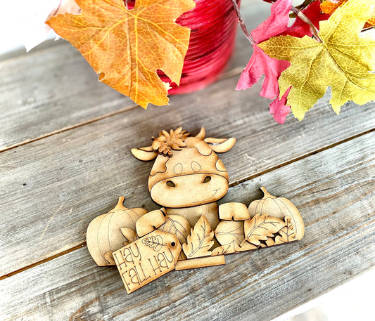 “Hay Fall Hay” Highland Cow DIY Insert for Interchangeable Basket (Insert Only, Basket Sold Separately)