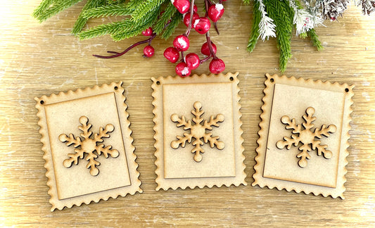 (Item#049) Snowflake Stamp DIY Ornaments - Set of 3