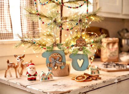 Mitten Gingerbread Men DIY Ornaments, Set of 2