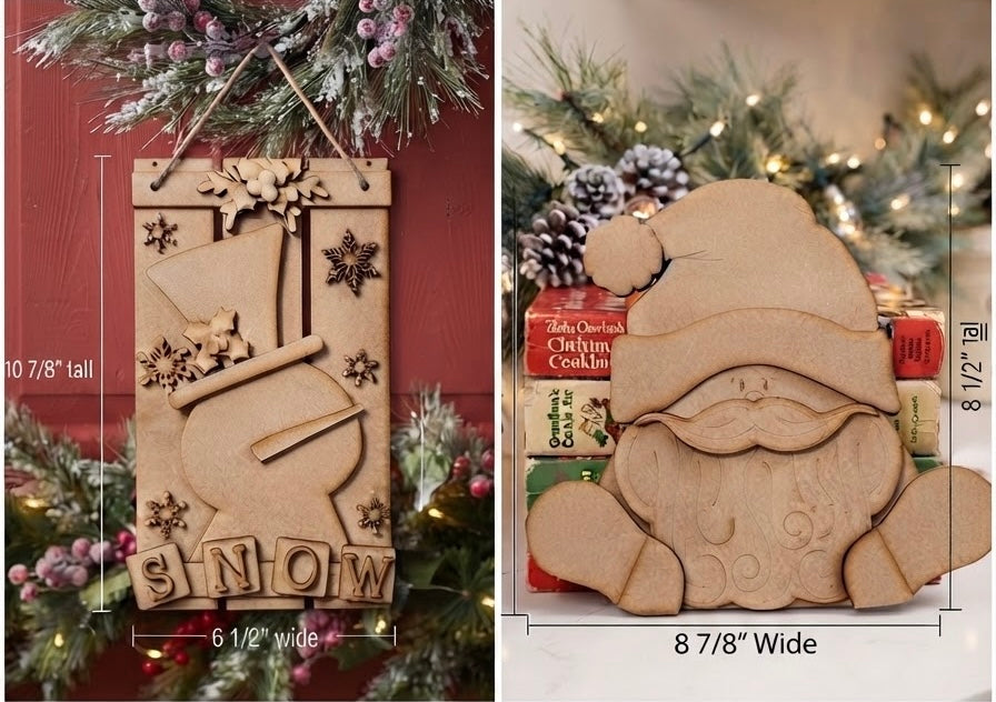 (Item#106) Bundle - Snowman “SNOW” Pallet Board Hanger + Santa Leaner w/ Boots