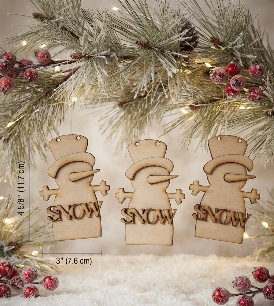 (Item#101) DIY “SNOW” Snowman Ornaments, Set of 3