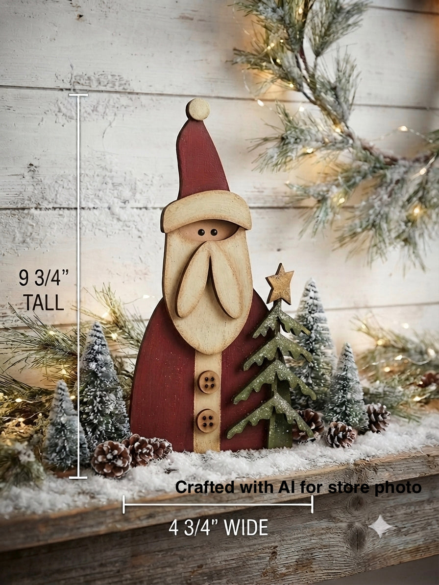 (Item#094) Bundle - Elf in Vintage Car + Santa and Wonky Tree Leaner - DIY Craft Kit