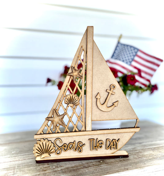 Stand Alone Sailboat - “Seas The Day” (DIY Craft Kit)