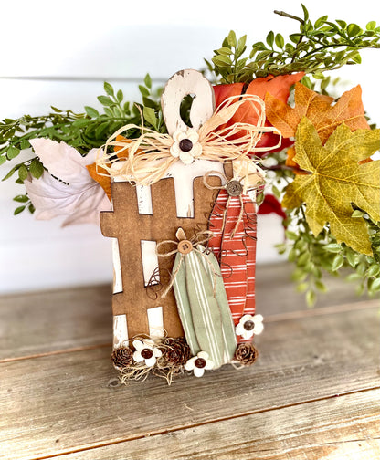 Primitive Pumpkins and Fence Cutting Board Leaner (DIY Craft Kit)