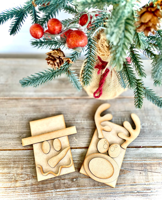 Bundle Face Pieces: Snowman Face Pieces (for 1 snowman face) + Reindeer Face Pieces (for 1 reindeer face)