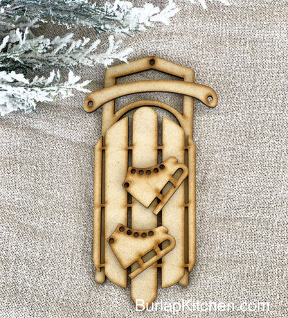 Sled & Skates Ornament - (DIY Craft Kit)