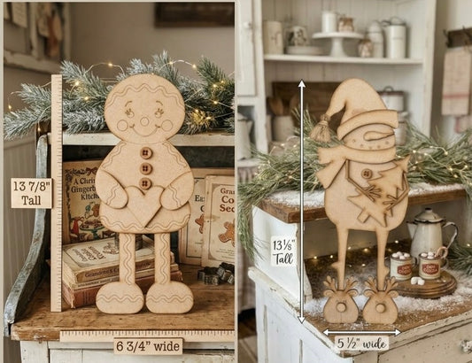 (Item#150) Bundle - Gingerbread Girl DIY Leaner + Sleepy Snowman DIY Leaner