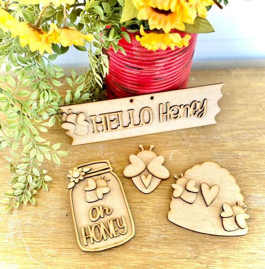 (Item#048) Honey and Bee Lovers Set - DIY Craft Kit/Cutouts