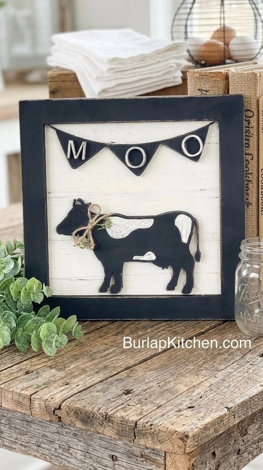 “Moo” Banner Cow Frame (Designed by Emily)- DIY Craft Kit