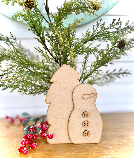 Rustic Tree & Snowman Leaner (Now cut on 1/8” MDF/Hardboard) - DIY Craft Kit