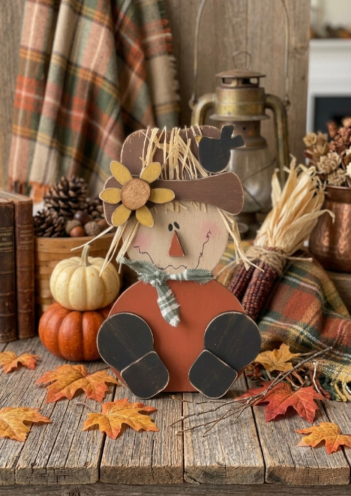 (Item#107) Fall and Christmas/Winter Besties Bundle Leaners (Scarecrow, Sammy Snowman, and Gingerbread Man) - DIY Craft Kit