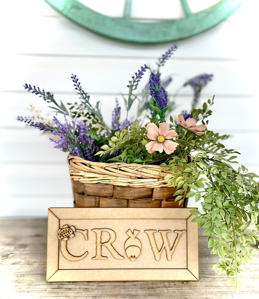 (Item#011) Rustic “CROW” Sign in Frame - DIY Craft Kit