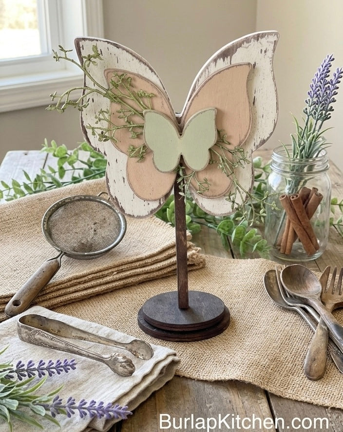 Rustic Farmhouse Butterfly w/ Base - Maple Wood DIY Craft Kit