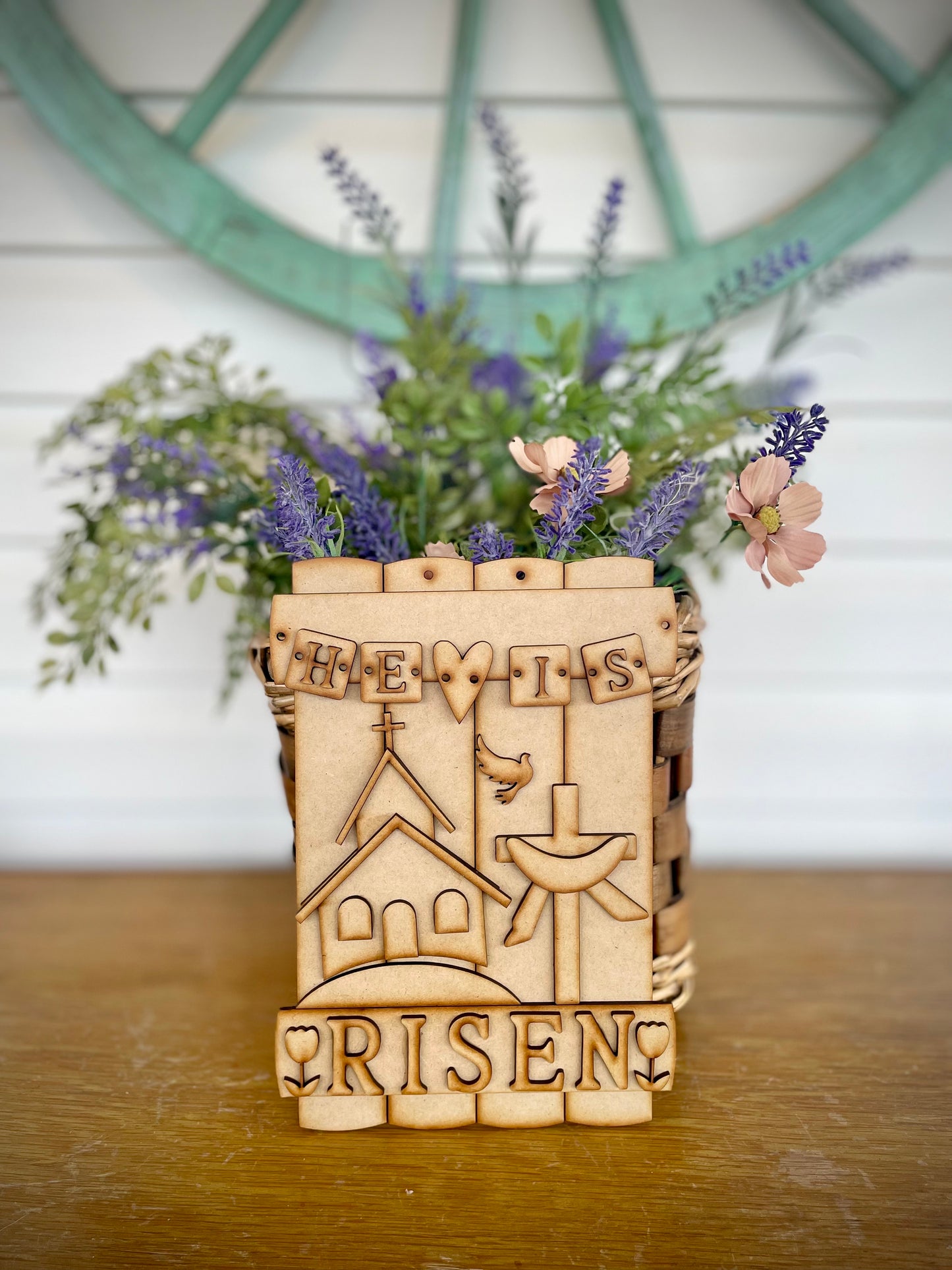 (Item#018) FER - He Is Risen Sign/Hanger - DIY Craft Kit