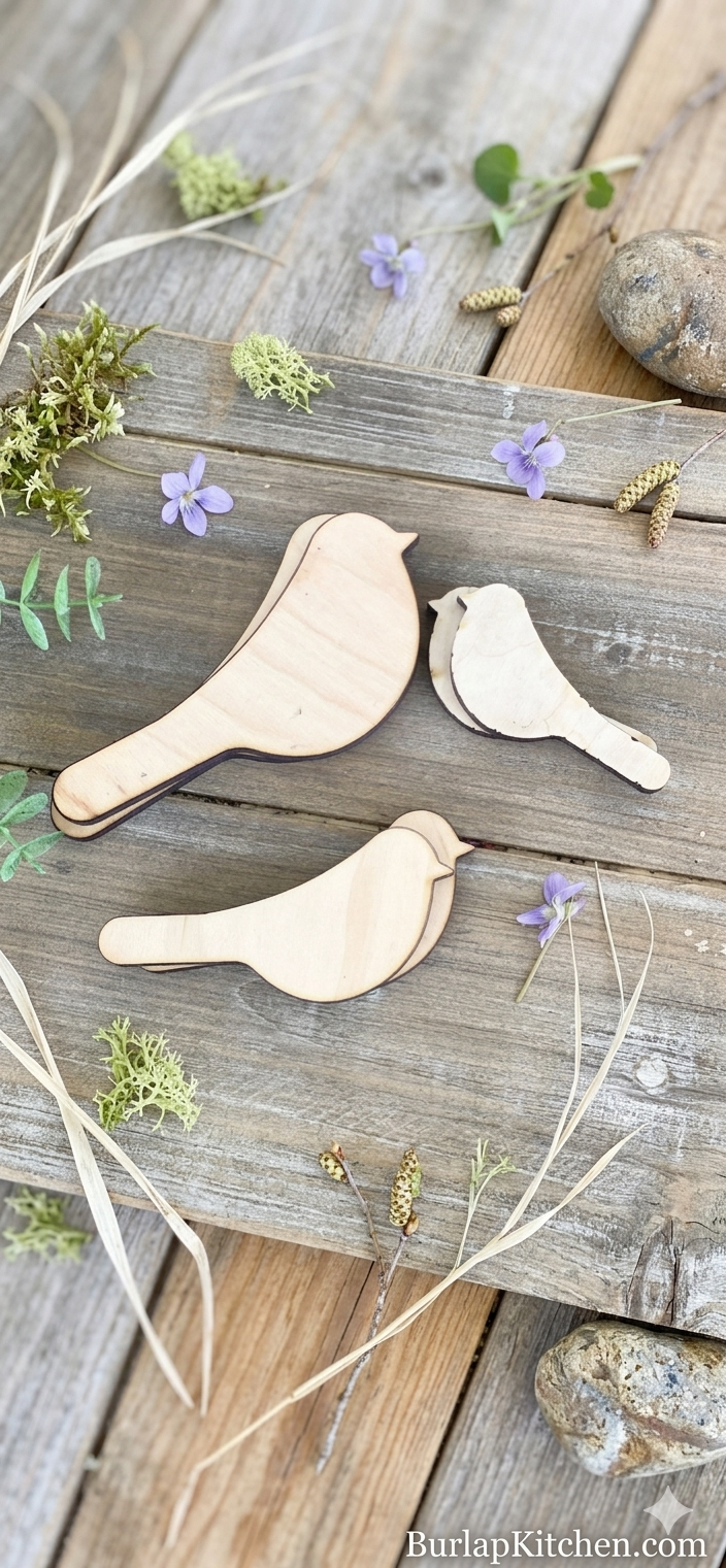 Wood Bird Cutouts, Set of 6 - (Maple Wood) - DIY Blanks