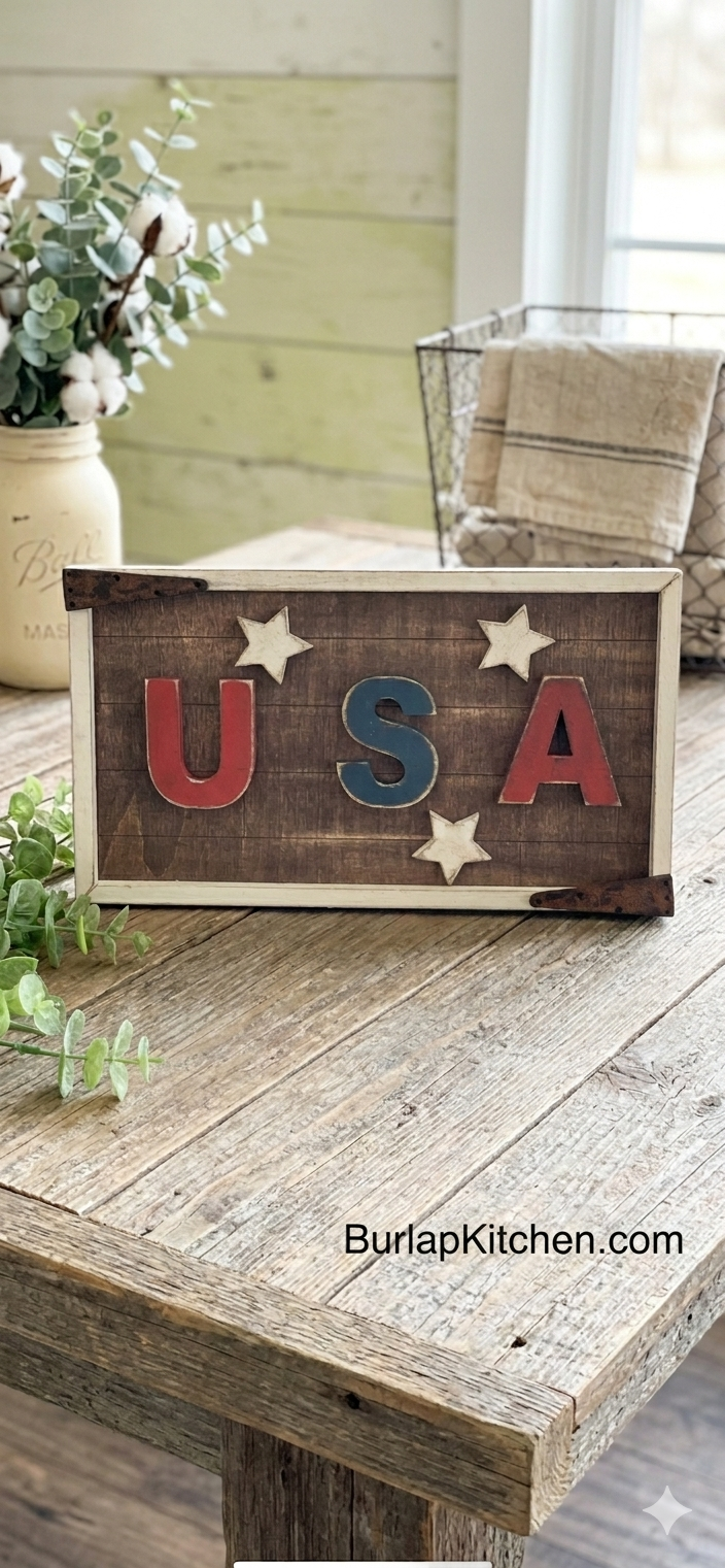 Rustic Farmhouse USA Sign - DIY Craft Kit