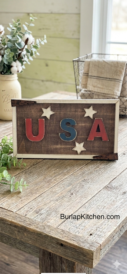 Rustic Farmhouse USA Sign - DIY Craft Kit