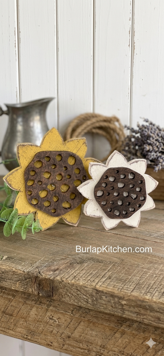Stand Alone DIY Sunflower Cutouts, Set of 2 - Maple Wood