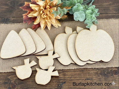Fall DIY Cutouts (3 Pumpkins, 4 Candy Corns & 3 Crows)