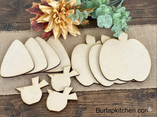 Fall DIY Cutouts (3 Pumpkins, 4 Candy Corns & 3 Crows)