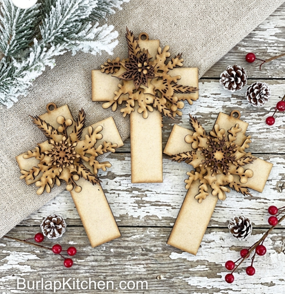 Intricate Cross Ornaments, Set of 3 - (DIY Craft Kit)