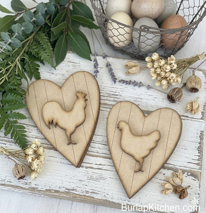 DIY Chicken Heart Ornaments, Set of 2