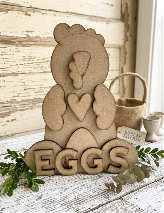 Chicken & Eggs Leaner (*Laser-cut on 1/8” MDF/Hardboard) - DIY Craft kit