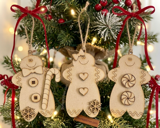 DIY Gingerbread Man Ornaments, Set of 3