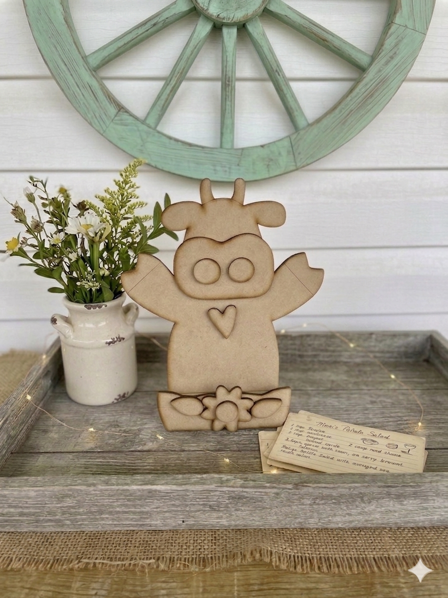 (Item#051) Cow Recipe Card Holder - DIY Craft Kit