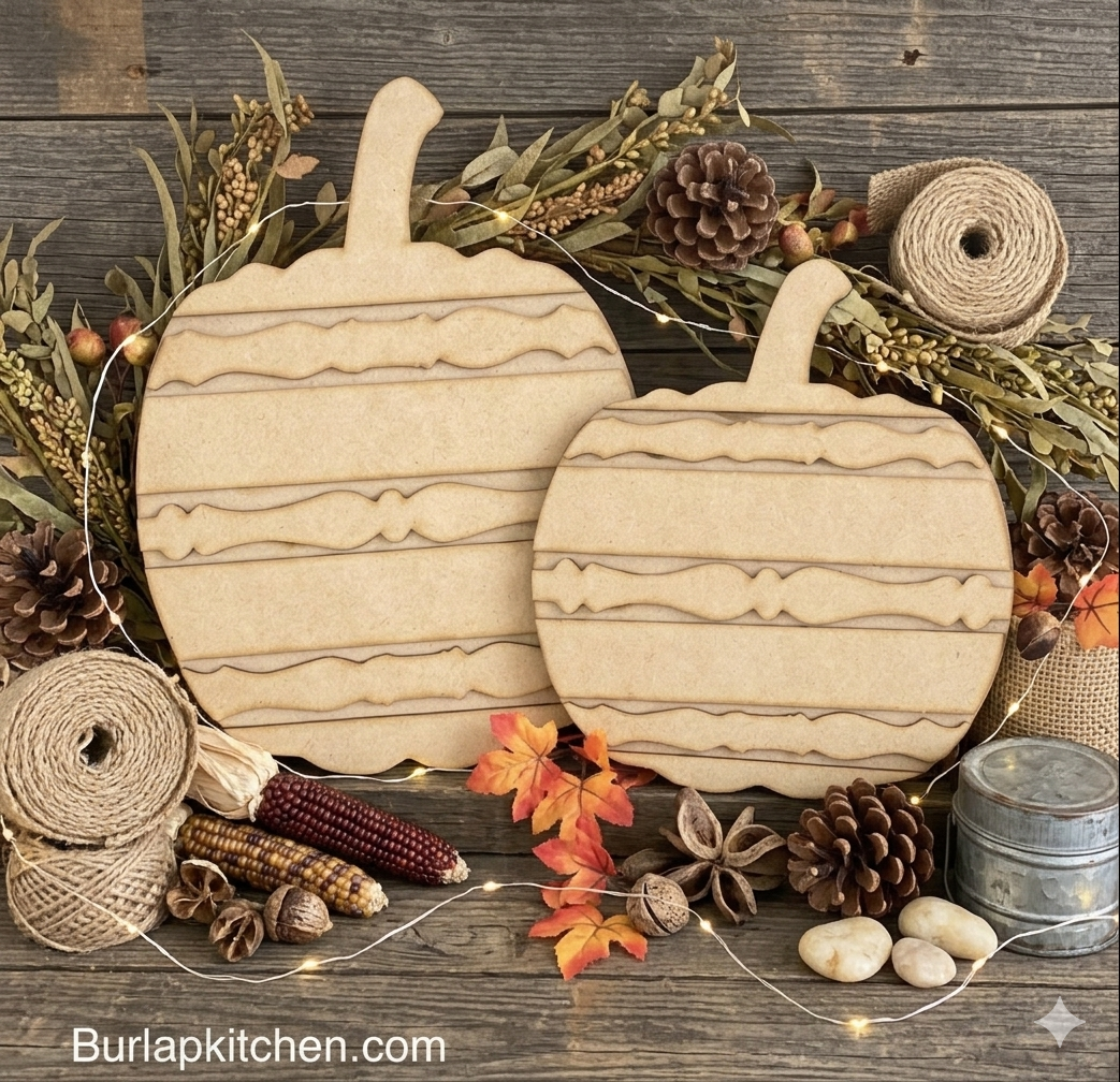 Farmhouse Spindle Pumpkins, Set of 2- DIY Craft Kit
